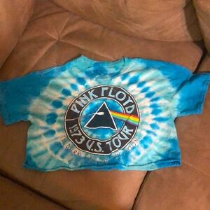 Pink Floyd 1973 US Tour blue tie dye crop top